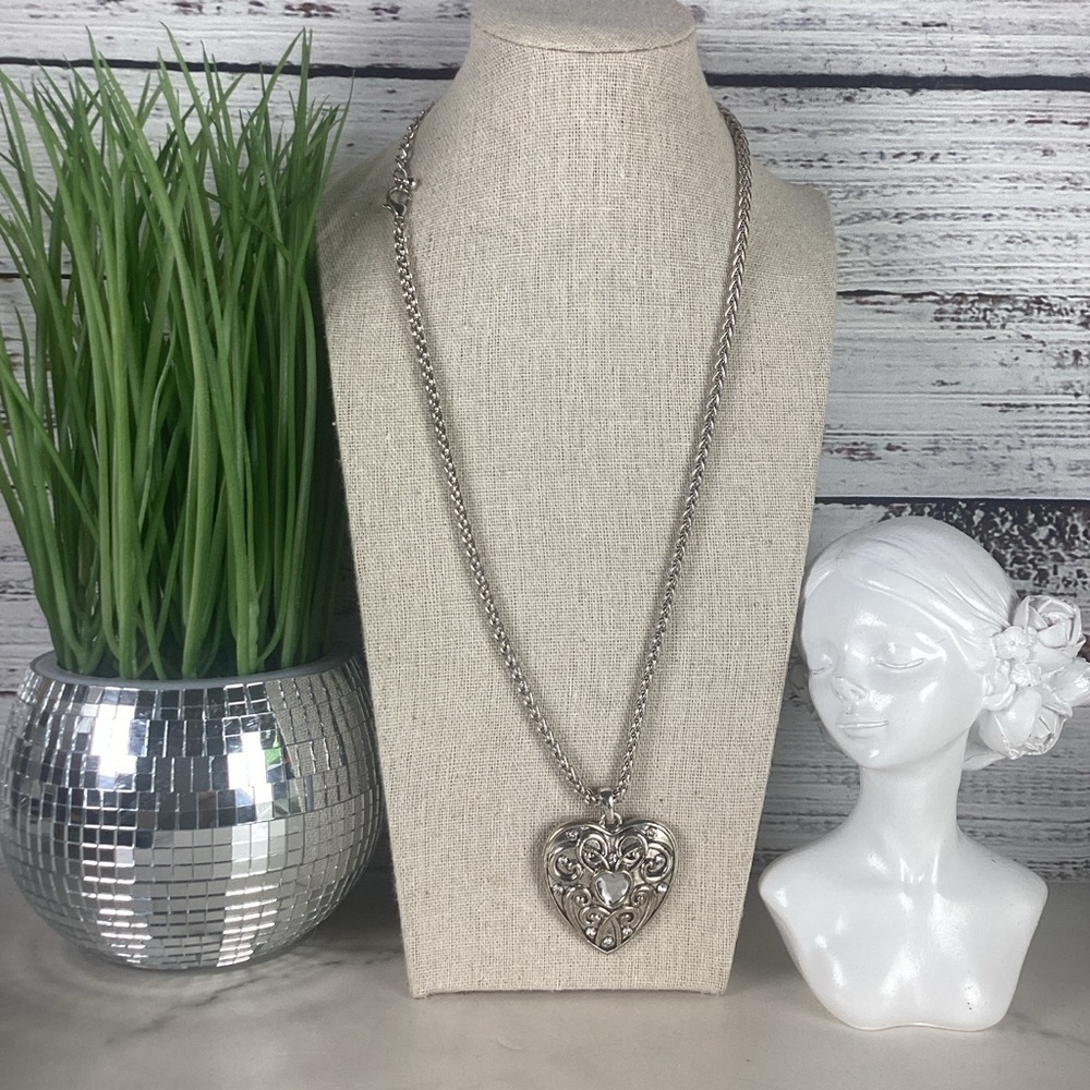 Vintage Romantic‎ Silver Heart rhinestones Necklace Chain